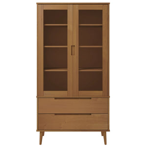 vidaXL Vitrine Cabinet MOLDE Brown 90x35x175 cm Solid Wood Pine