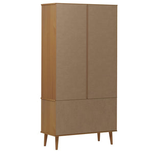 vidaXL Vitrine Cabinet MOLDE Brown 90x35x175 cm Solid Wood Pine