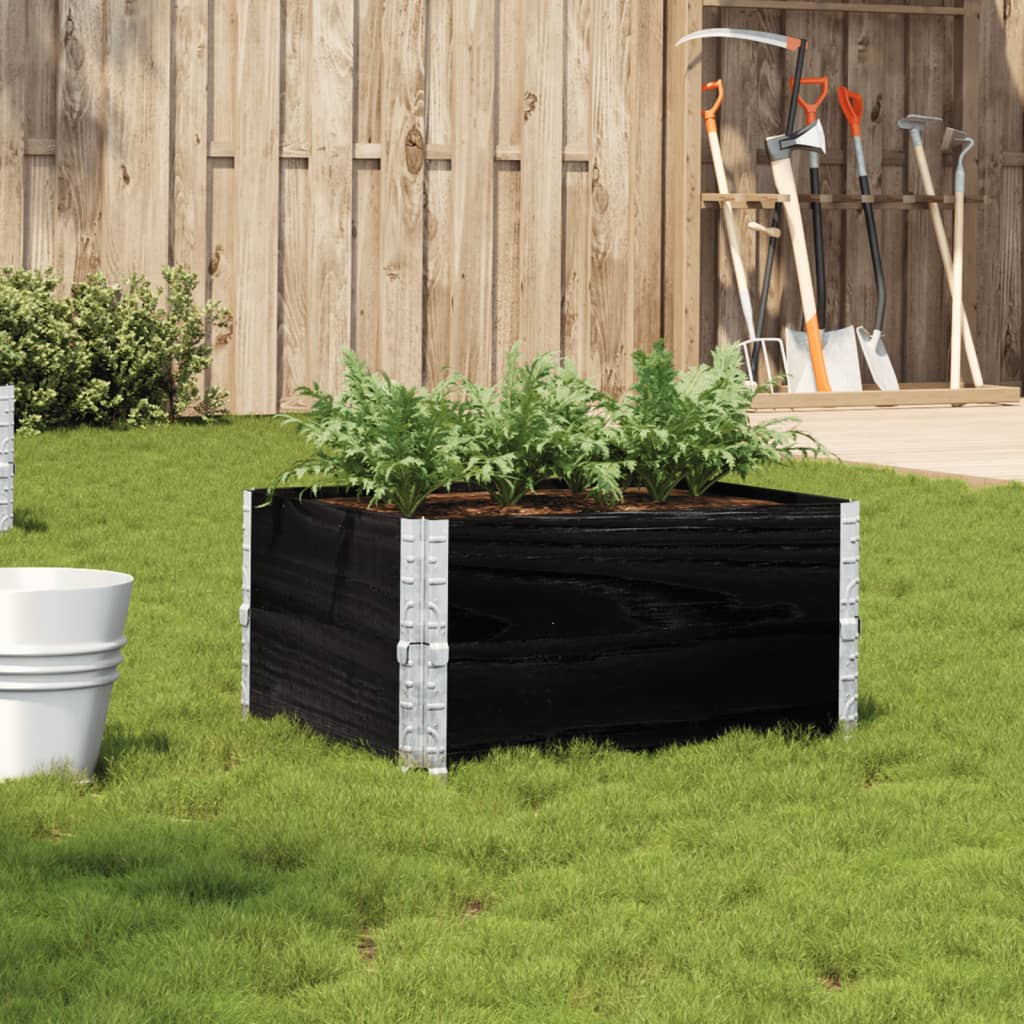 vidaXL Garden Planter Black 80x60 cm Solid Wood Pine