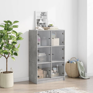 vidaXL Highboard with Doors Concrete Grey 68x37x109 cm Engineered Wood