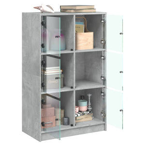 vidaXL Highboard with Doors Concrete Grey 68x37x109 cm Engineered Wood