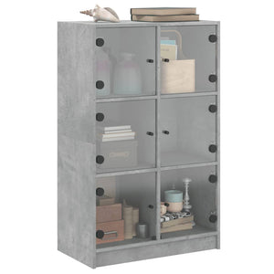 vidaXL Highboard with Doors Concrete Grey 68x37x109 cm Engineered Wood