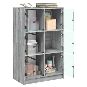 vidaXL Highboard with Doors Grey Sonoma 68x37x109 cm Engineered Wood