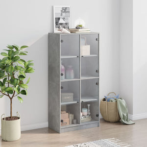 vidaXL Highboard with Doors Concrete Grey 68x37x142 cm Engineered Wood