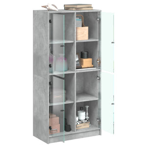 vidaXL Highboard with Doors Concrete Grey 68x37x142 cm Engineered Wood