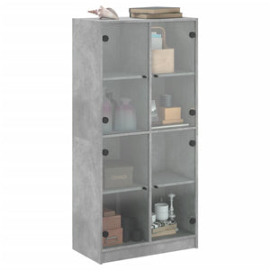 vidaXL Highboard with Doors Concrete Grey 68x37x142 cm Engineered Wood