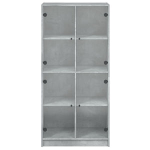vidaXL Highboard with Doors Concrete Grey 68x37x142 cm Engineered Wood