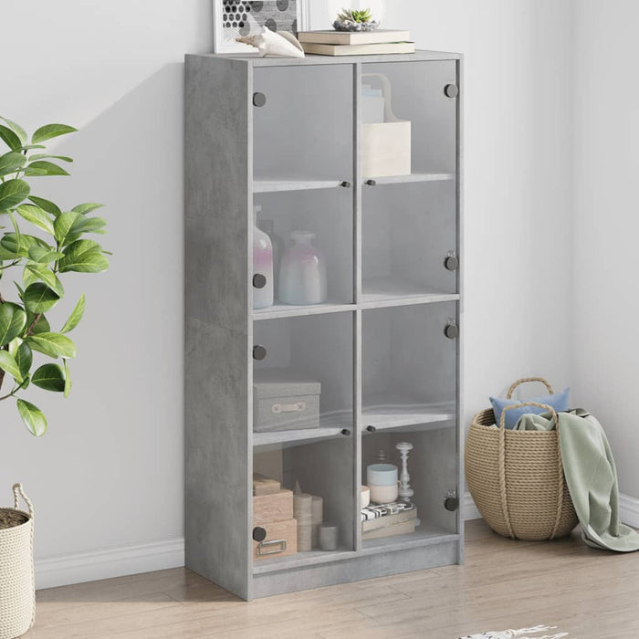 vidaXL Highboard with Doors Concrete Grey 68x37x142 cm Engineered Wood