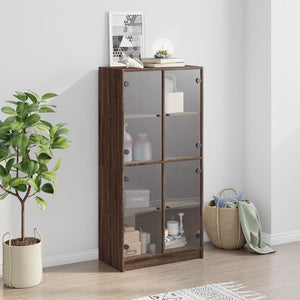 vidaXL Highboard with Doors Brown Oak 68x37x142 cm Engineered Wood