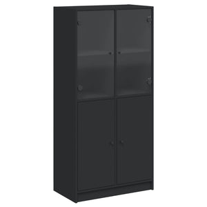 vidaXL Highboard with Doors Black 68x37x142 cm Engineered Wood