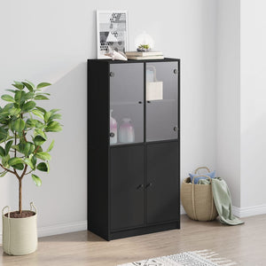 vidaXL Highboard with Doors Black 68x37x142 cm Engineered Wood