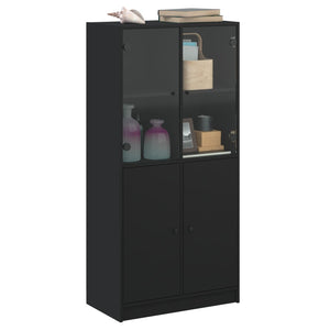 vidaXL Highboard with Doors Black 68x37x142 cm Engineered Wood