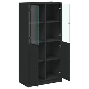 vidaXL Highboard with Doors Black 68x37x142 cm Engineered Wood