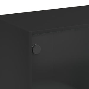 vidaXL Highboard with Doors Black 68x37x142 cm Engineered Wood