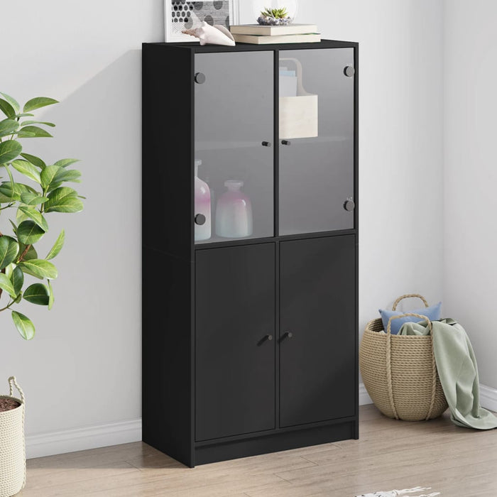 vidaXL Highboard with Doors Black 68x37x142 cm Engineered Wood