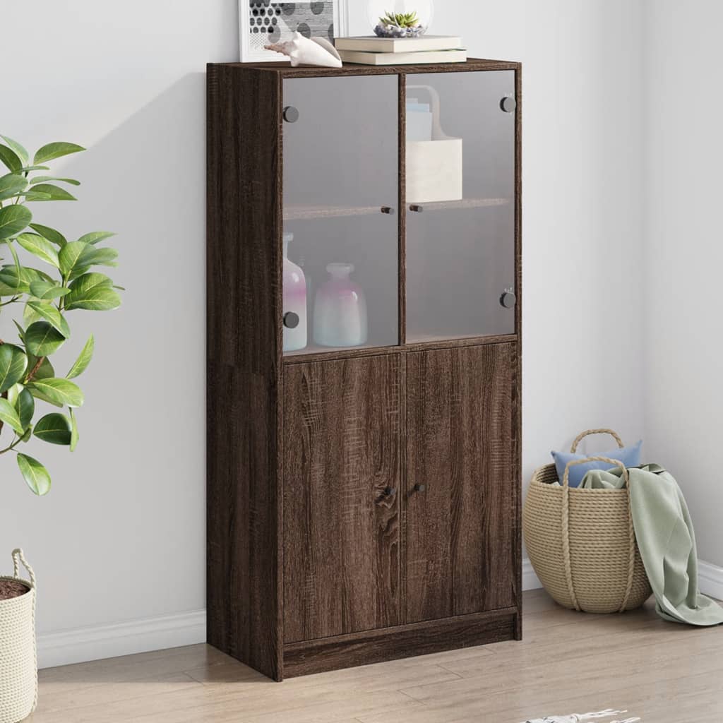 vidaXL Highboard with Doors Brown Oak 68x37x142 cm Engineered Wood