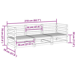 vidaXL 3 Piece Garden Sofa Set Solid Wood Pine