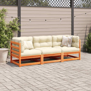 vidaXL 3 Piece Garden Sofa Set Wax Brown Solid Wood Pine