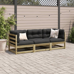 vidaXL 3 Piece Garden Sofa Set Impregnated Wood Pine