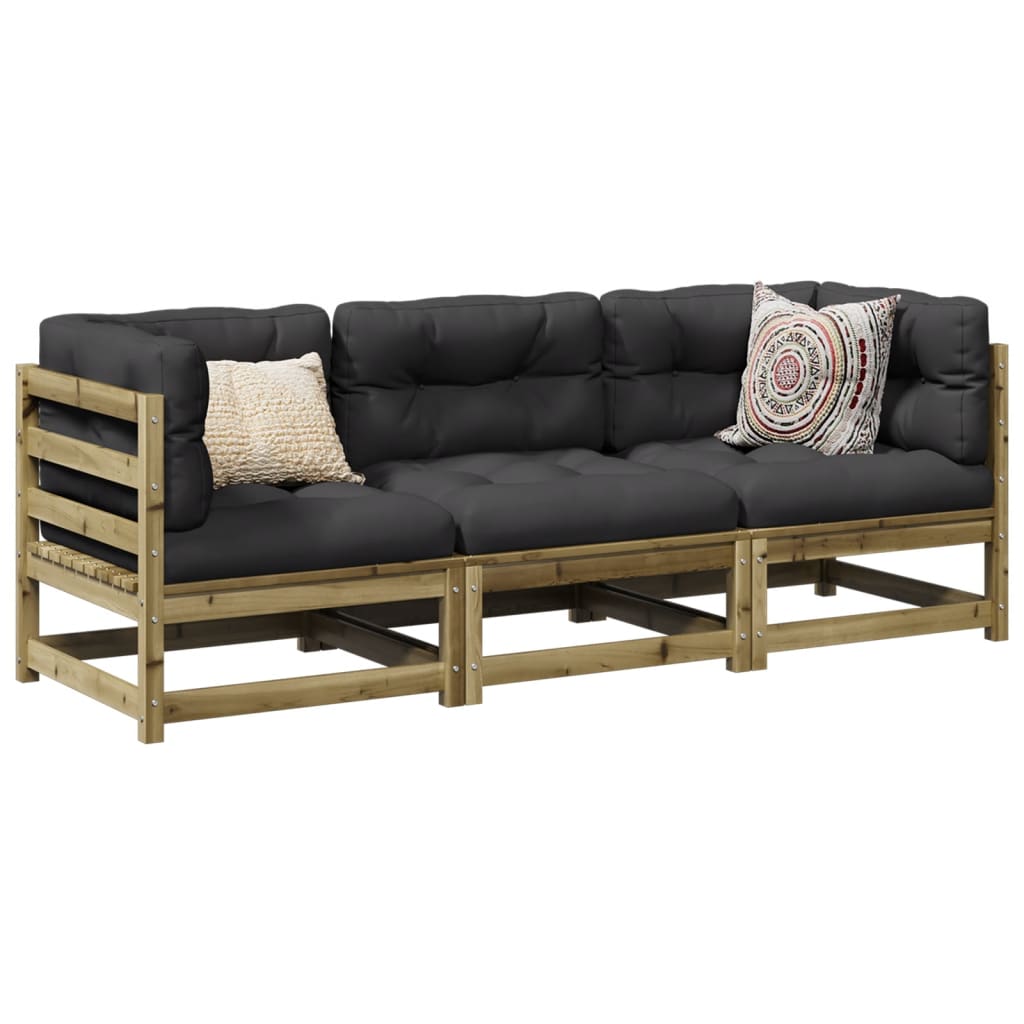 vidaXL 3 Piece Garden Sofa Set Impregnated Wood Pine