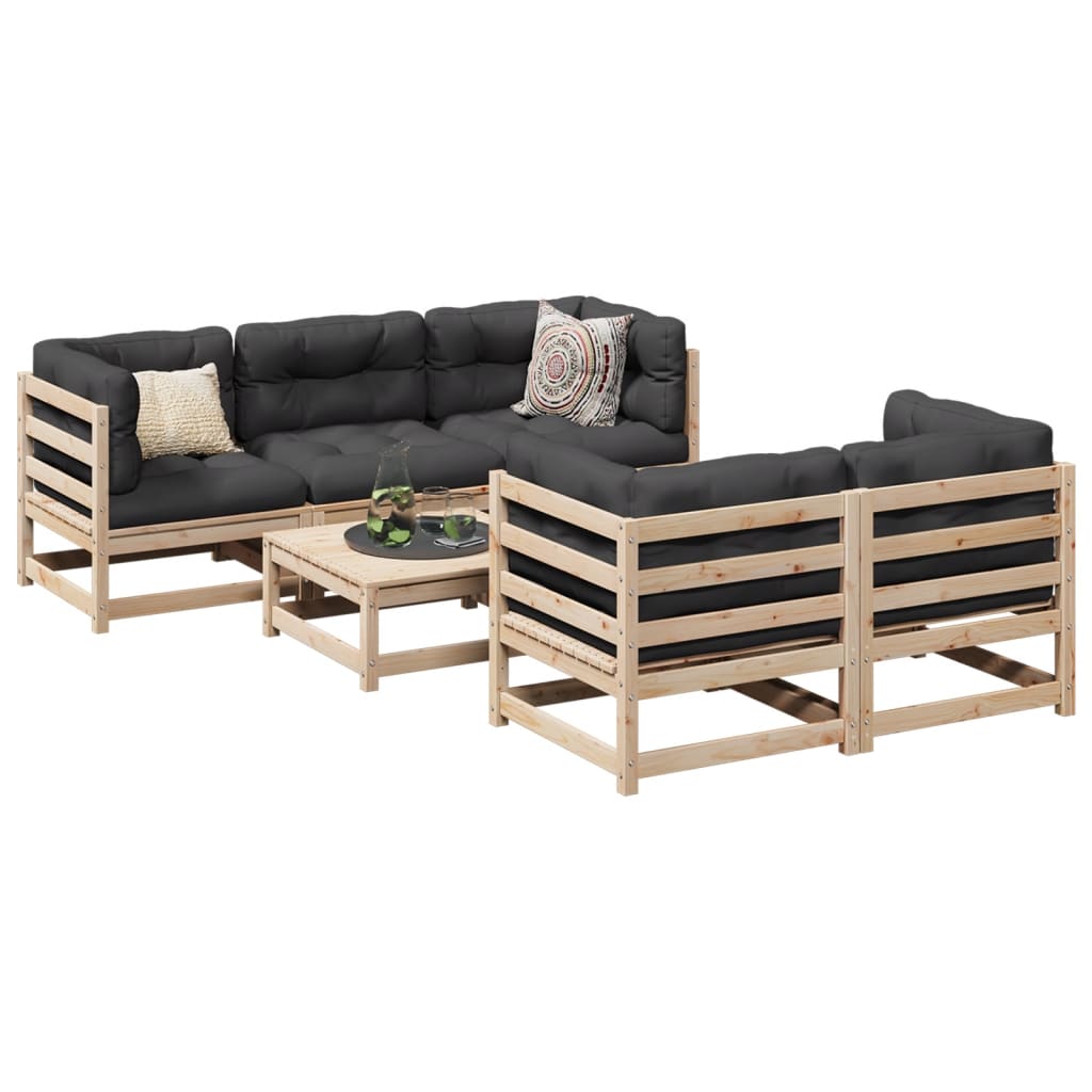 vidaXL 6 Piece Garden Sofa Set Solid Wood Pine