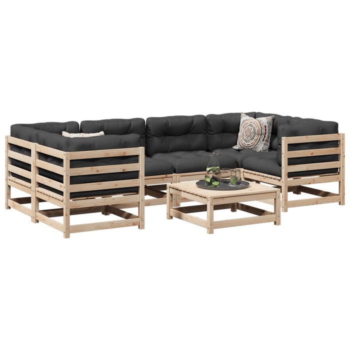 vidaXL 7 Piece Garden Sofa Set Solid Wood Pine