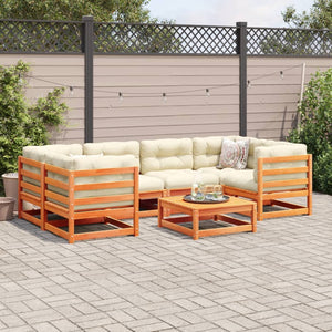 vidaXL 7 Piece Garden Sofa Set Wax Brown Solid Wood Pine