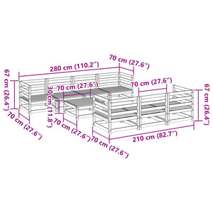 vidaXL 8 Piece Garden Sofa Set Solid Wood Pine