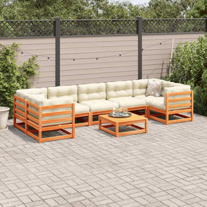 vidaXL 8 Piece Garden Sofa Set Wax Brown Solid Wood Pine