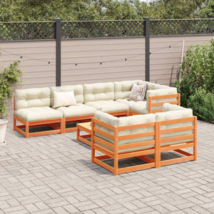 vidaXL 8 Piece Garden Sofa Set Wax Brown Solid Wood Pine