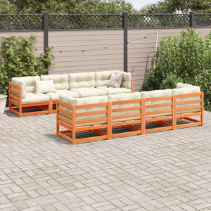 vidaXL 9 Piece Garden Sofa Set Wax Brown Solid Wood Pine