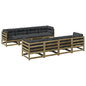 vidaXL 9 Piece Garden Sofa Set with Cushions Impregnated Wood Pine