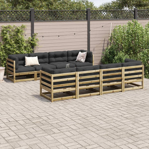 vidaXL 9 Piece Garden Sofa Set with Cushions Impregnated Wood Pine