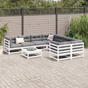 vidaXL 9 Piece Garden Sofa Set White Solid Wood Pine