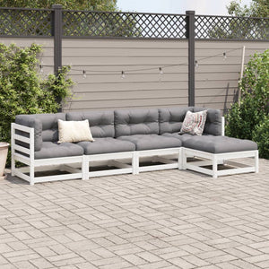 vidaXL 5 Piece Garden Sofa Set White Solid Wood Pine