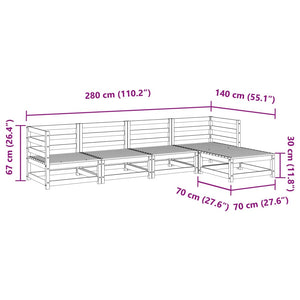 vidaXL 5 Piece Garden Sofa Set White Solid Wood Pine