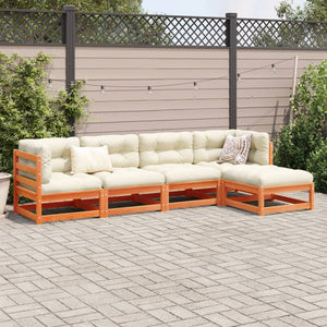 vidaXL 5 Piece Garden Sofa Set Wax Brown Solid Wood Pine