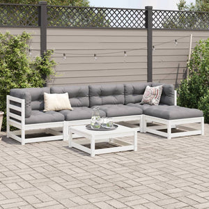 vidaXL 6 Piece Garden Sofa Set White Solid Wood Pine