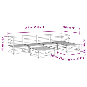 vidaXL 6 Piece Garden Sofa Set White Solid Wood Pine