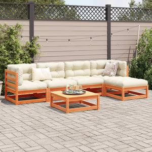 vidaXL 6 Piece Garden Sofa Set Wax Brown Solid Wood Pine