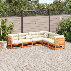 vidaXL 6 Piece Garden Sofa Set Wax Brown Solid Wood Pine