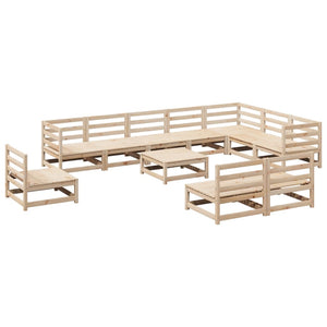 vidaXL 11 Piece Garden Sofa Set Solid Wood Pine