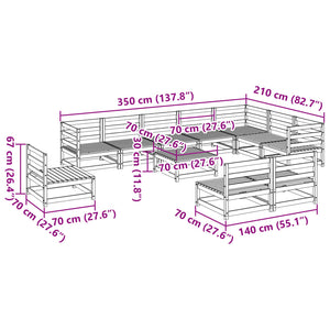 vidaXL 11 Piece Garden Sofa Set Solid Wood Pine