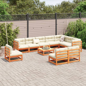 vidaXL 11 Piece Garden Sofa Set Wax Brown Solid Wood Pine