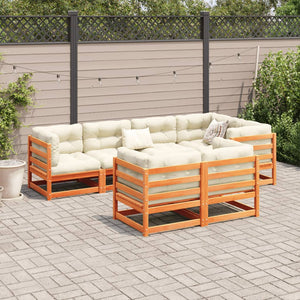 vidaXL 7 Piece Garden Sofa Set Wax Brown Solid Wood Pine