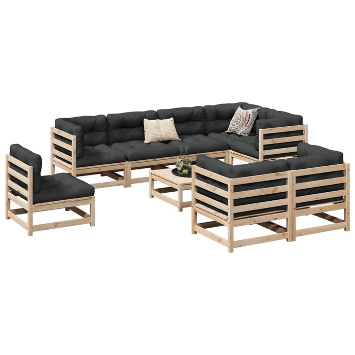 vidaXL 9 Piece Garden Sofa Set Solid Wood Pine