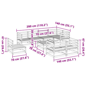 vidaXL 9 Piece Garden Sofa Set Solid Wood Douglas Fir