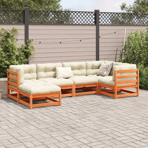 vidaXL 6 Piece Garden Sofa Set Wax Brown Solid Wood Pine