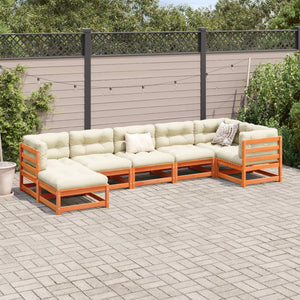 vidaXL 7 Piece Garden Sofa Set Wax Brown Solid Wood Pine