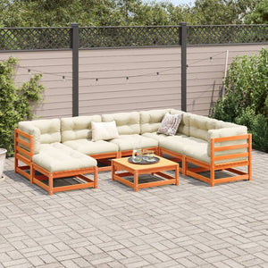 vidaXL 8 Piece Garden Sofa Set Wax Brown Solid Wood Pine